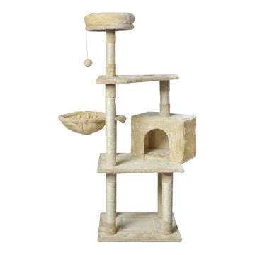 PaWz Cat Tree Toy Scratching Post Scratcher Tower Condo Wooden House Cream 130cm PaWz